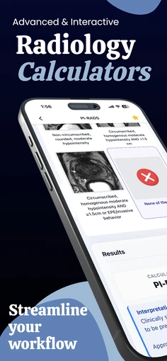 Radiology Calculators App Home Screen